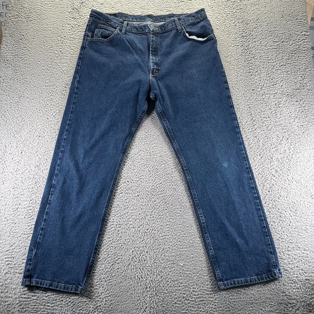 Wrangler Jeans Men's 40x30 Blue Cotton Denim Straight Workwear Travel Stretch‎